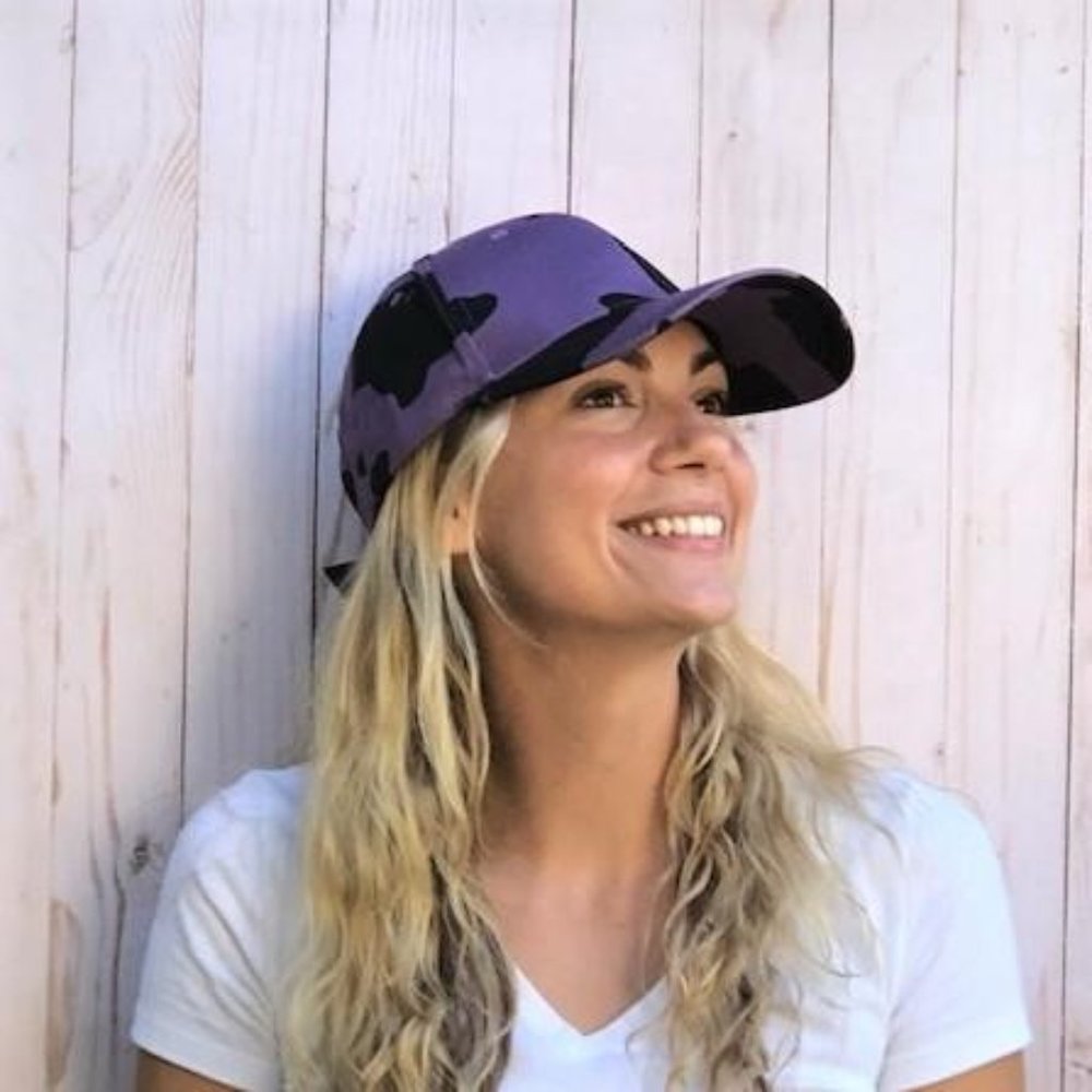 Purple and black cow print baseball cap